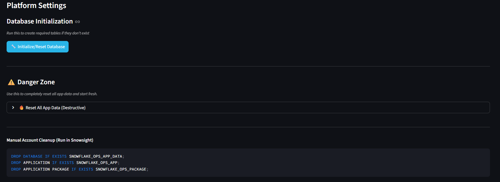 Platform Settings